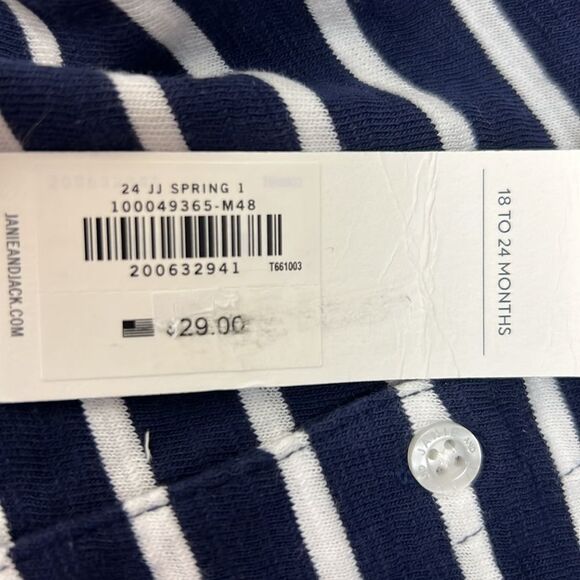 Janie and Jack 100049365 Navy and white The Striped Slub Polo size 18-24 m NWT - Picture 4 of 7